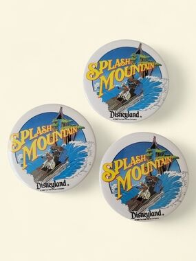 VTG 1988 Disneyland Splash Mountain Souvenier Buttons - Set of 3